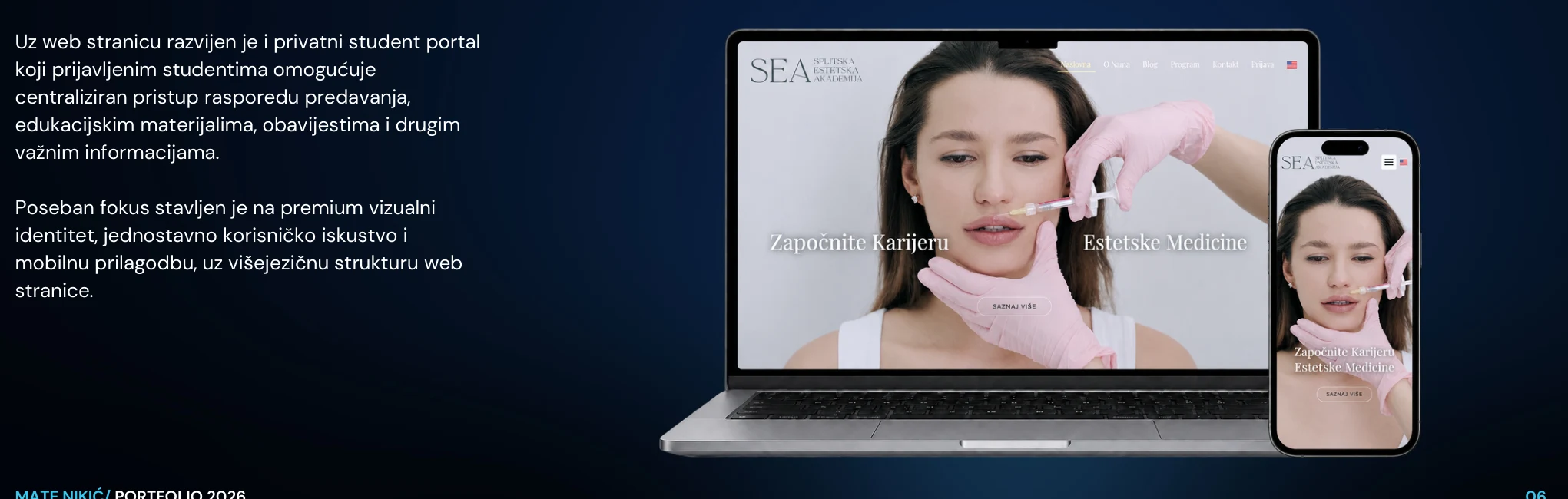 Splitska estetska akademija – prikaz web projekta